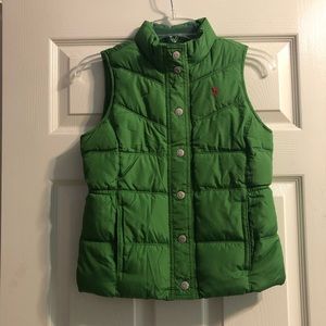 Girls Junior Large Green Puffer Vest